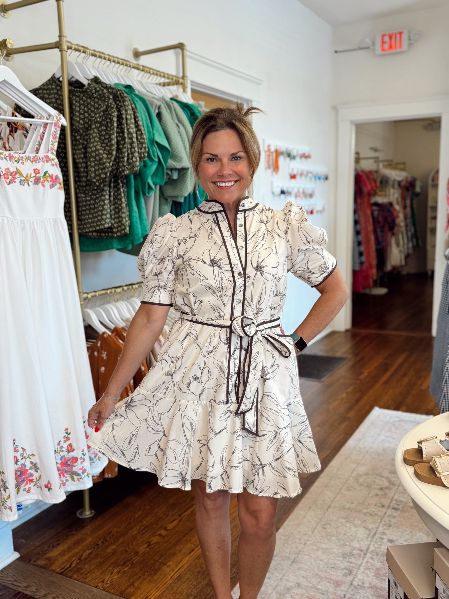 Evelyn Ecru Floral Dress