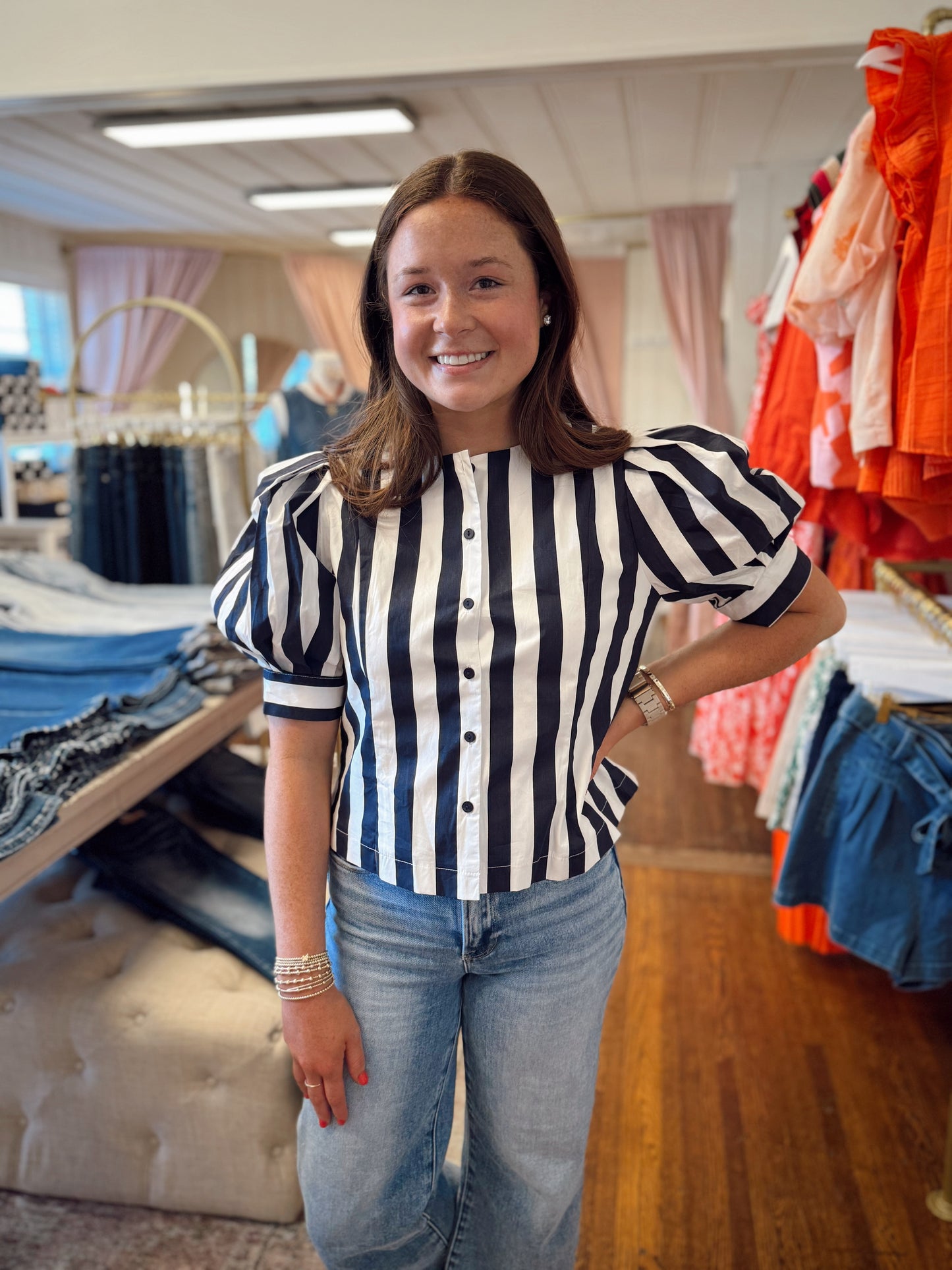 Ken Navy Stripe Top