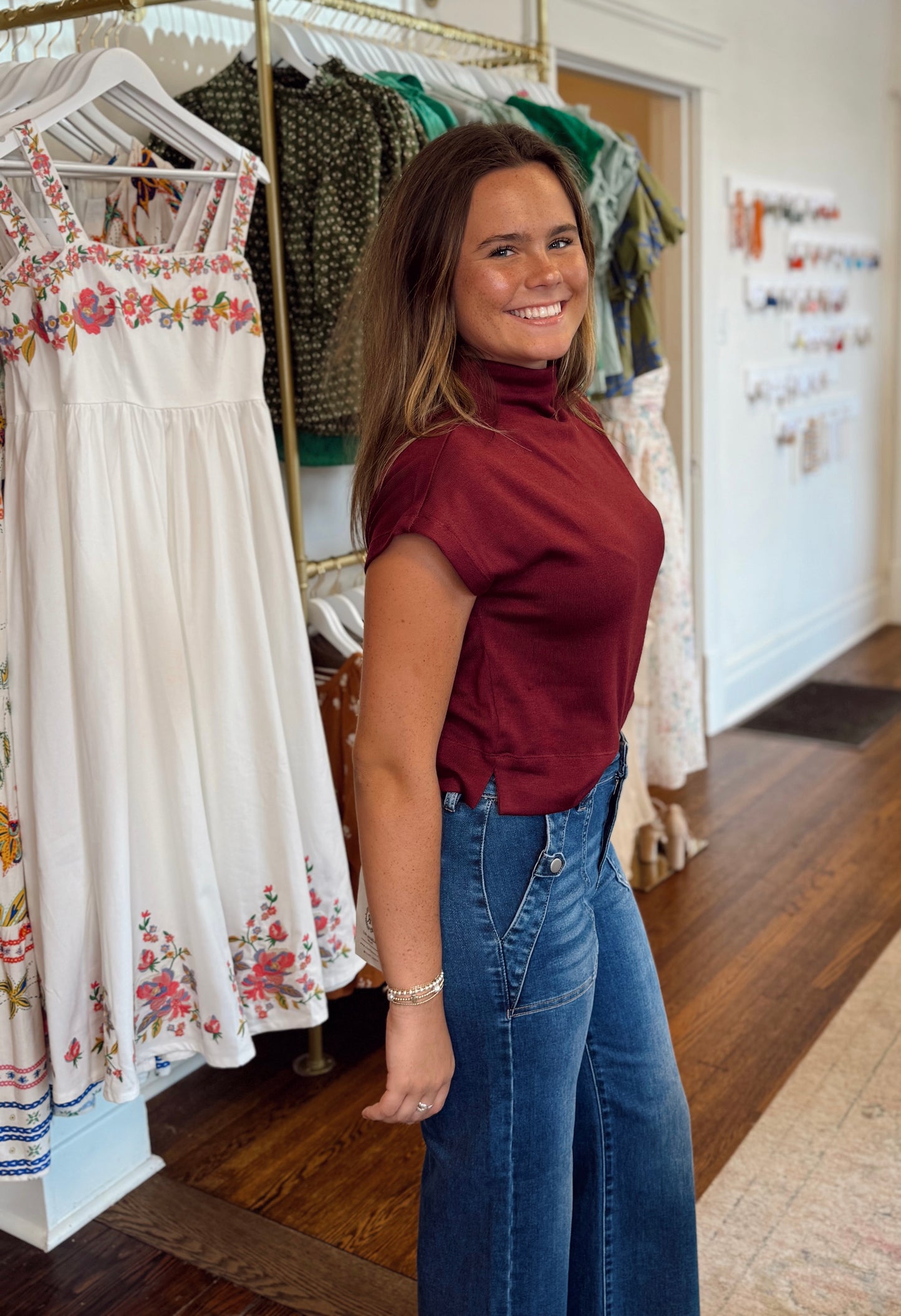 Abbott Cap Sleeve Top - Ruby