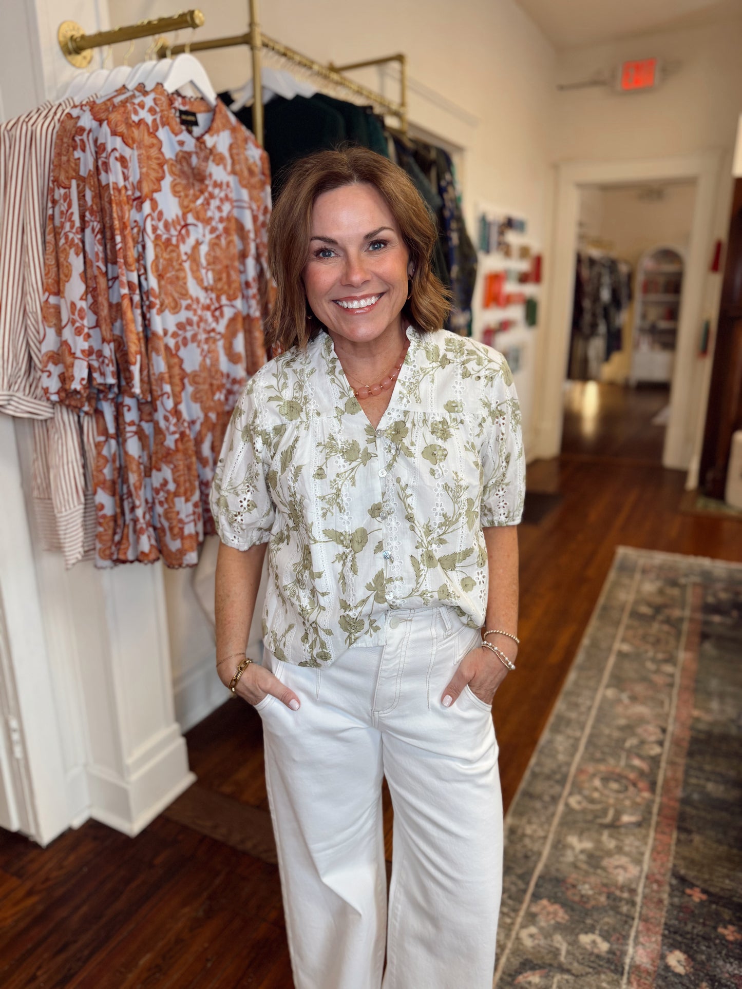 Olivia Floral Eyelet Top