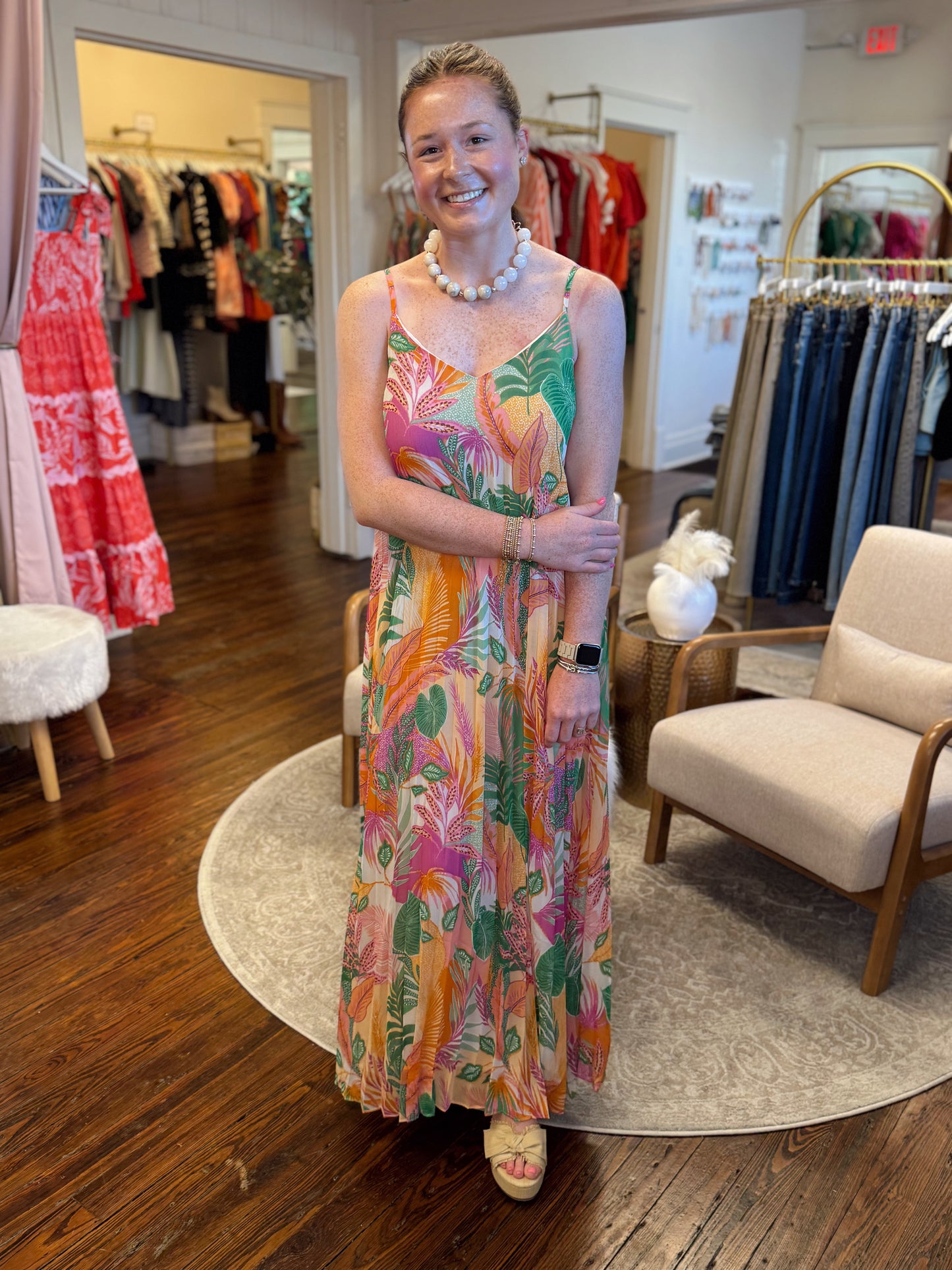 Pink Guava Pleated Maxi