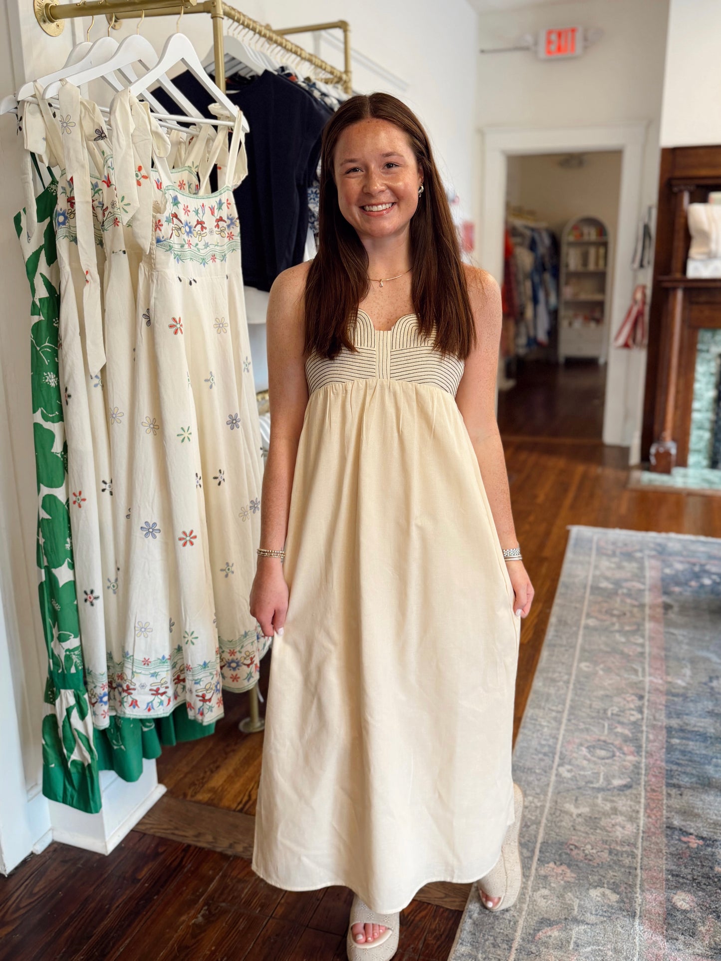 Sandy Stitch Linen Dress
