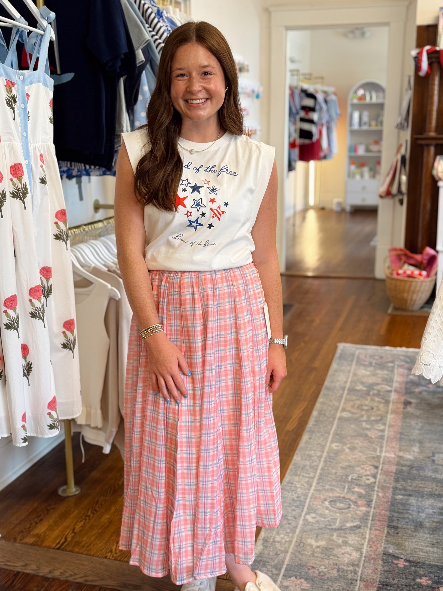 Anna Pink Plaid Skirt