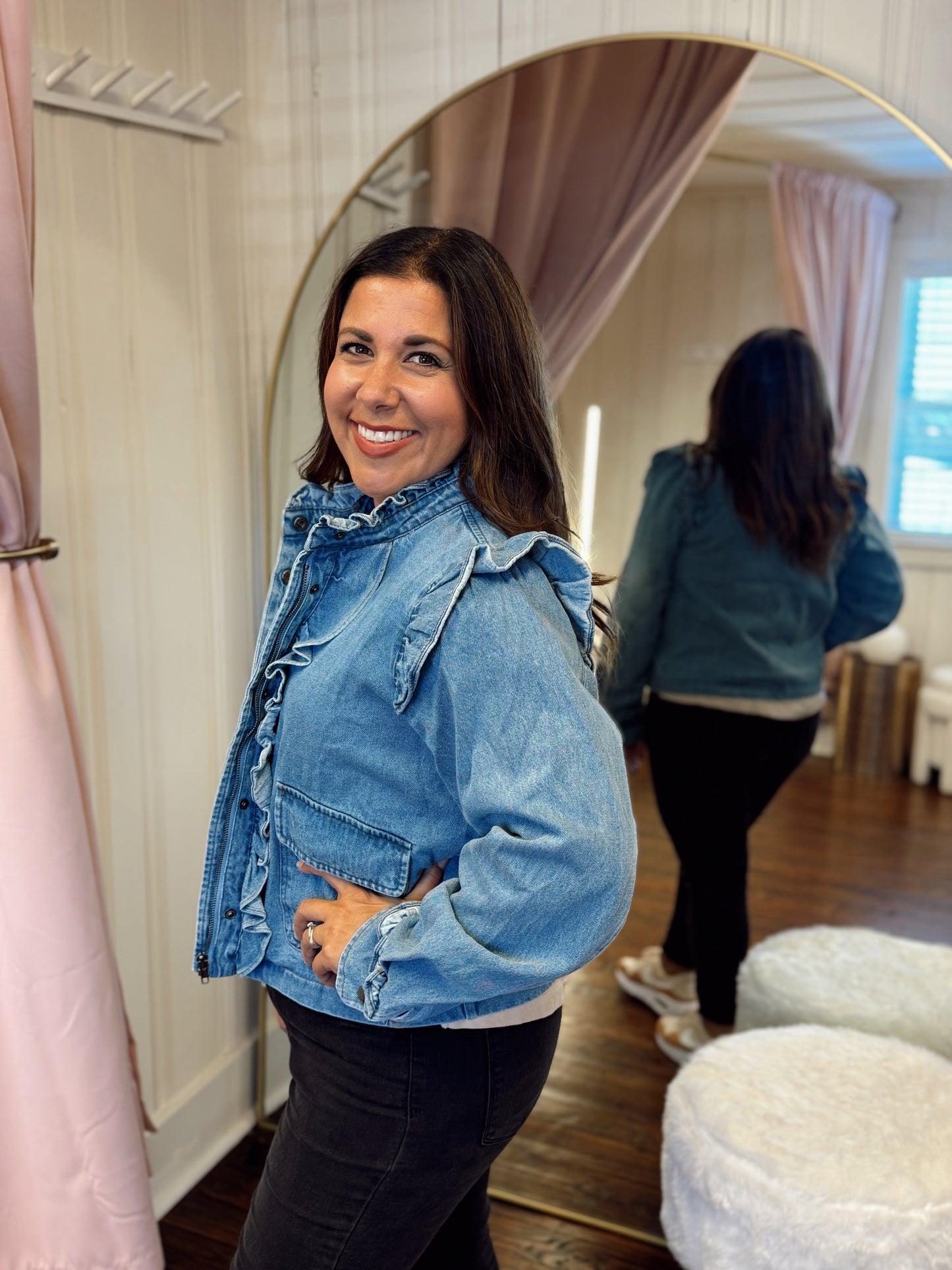 Ruffle Denim Jacket