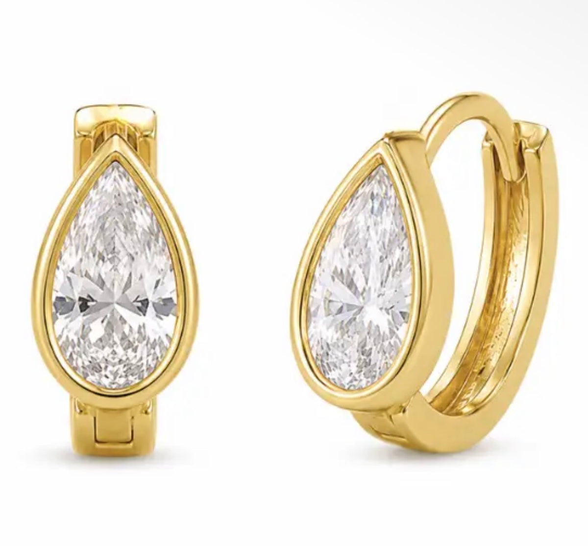 Sahira Pear Bezel Mini Hoops