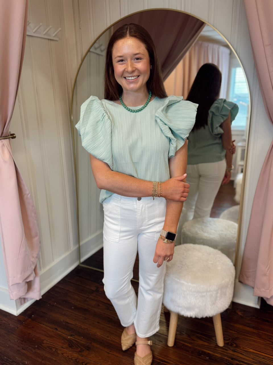 Spring Mint Flutter Sleeve Top