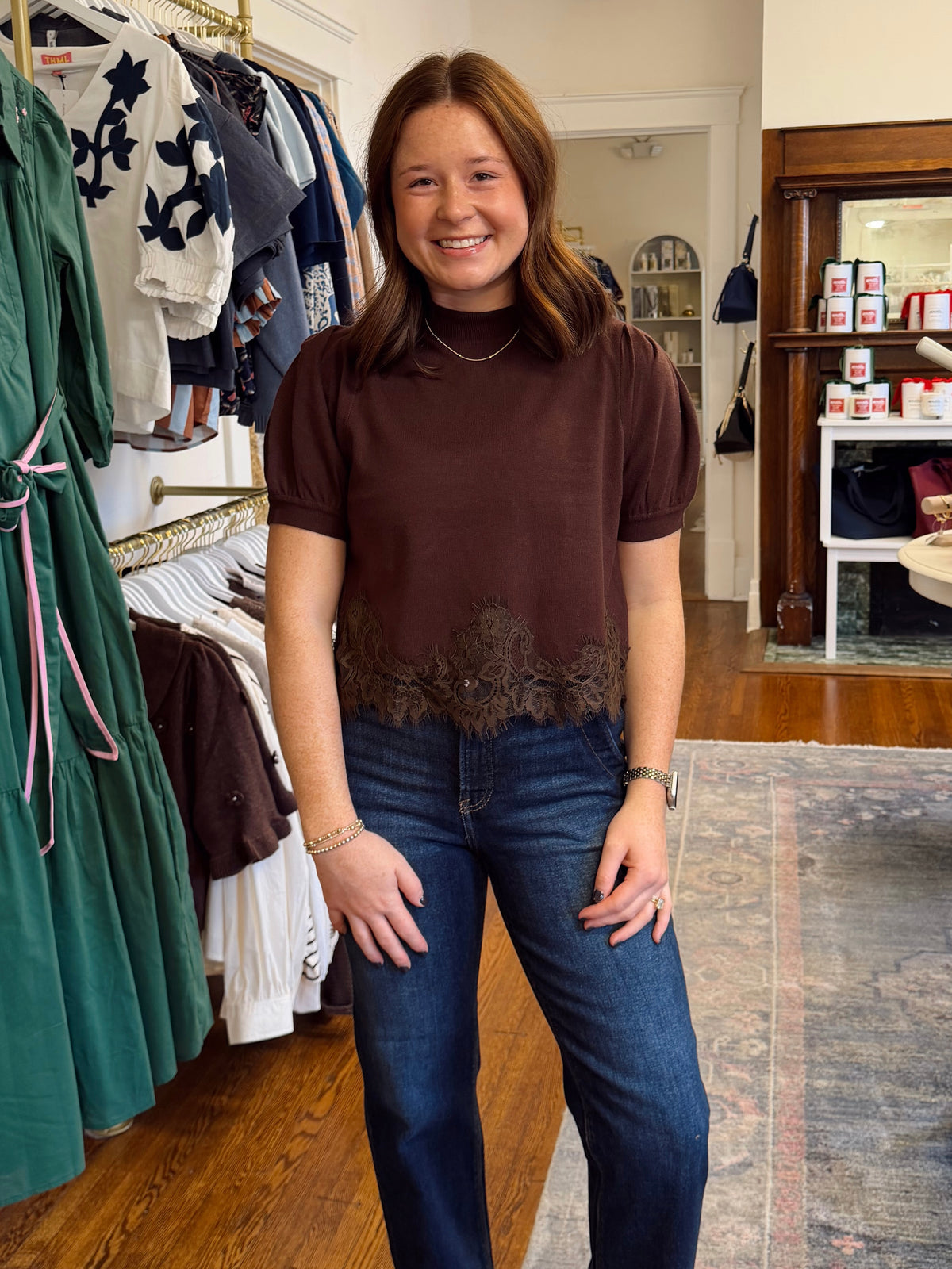 Riggins Lace Top - Brown