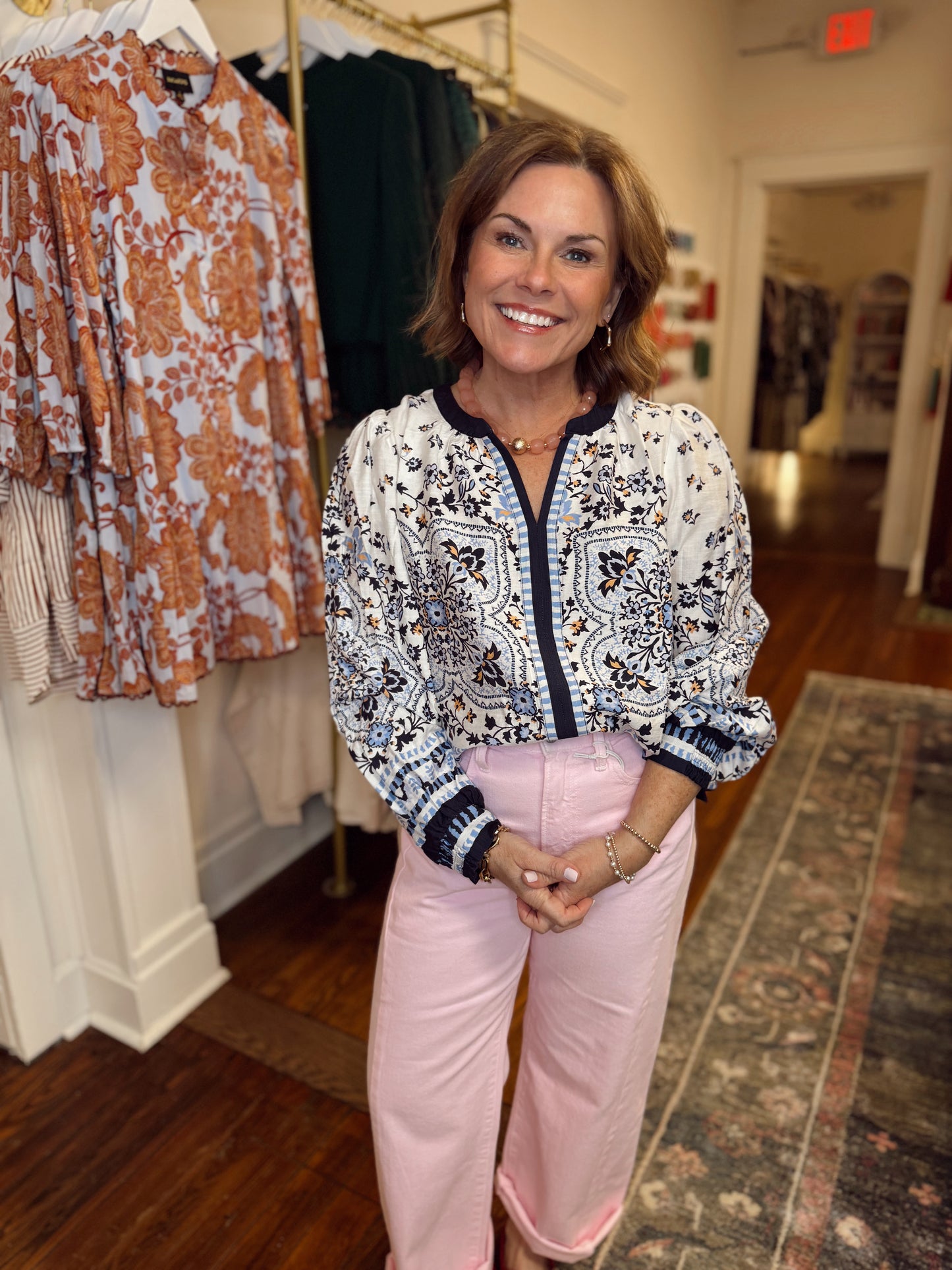 Becca Blue Floral Print Top