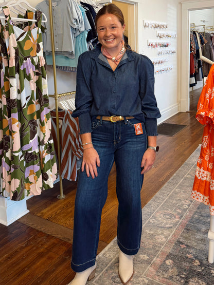 The Finley Dark Wash Mid Rise Jeans