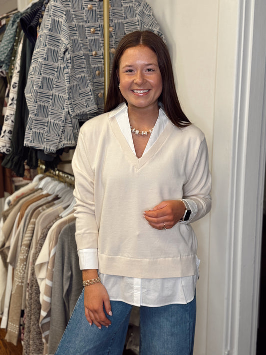 Layered Look Ivory Sweater