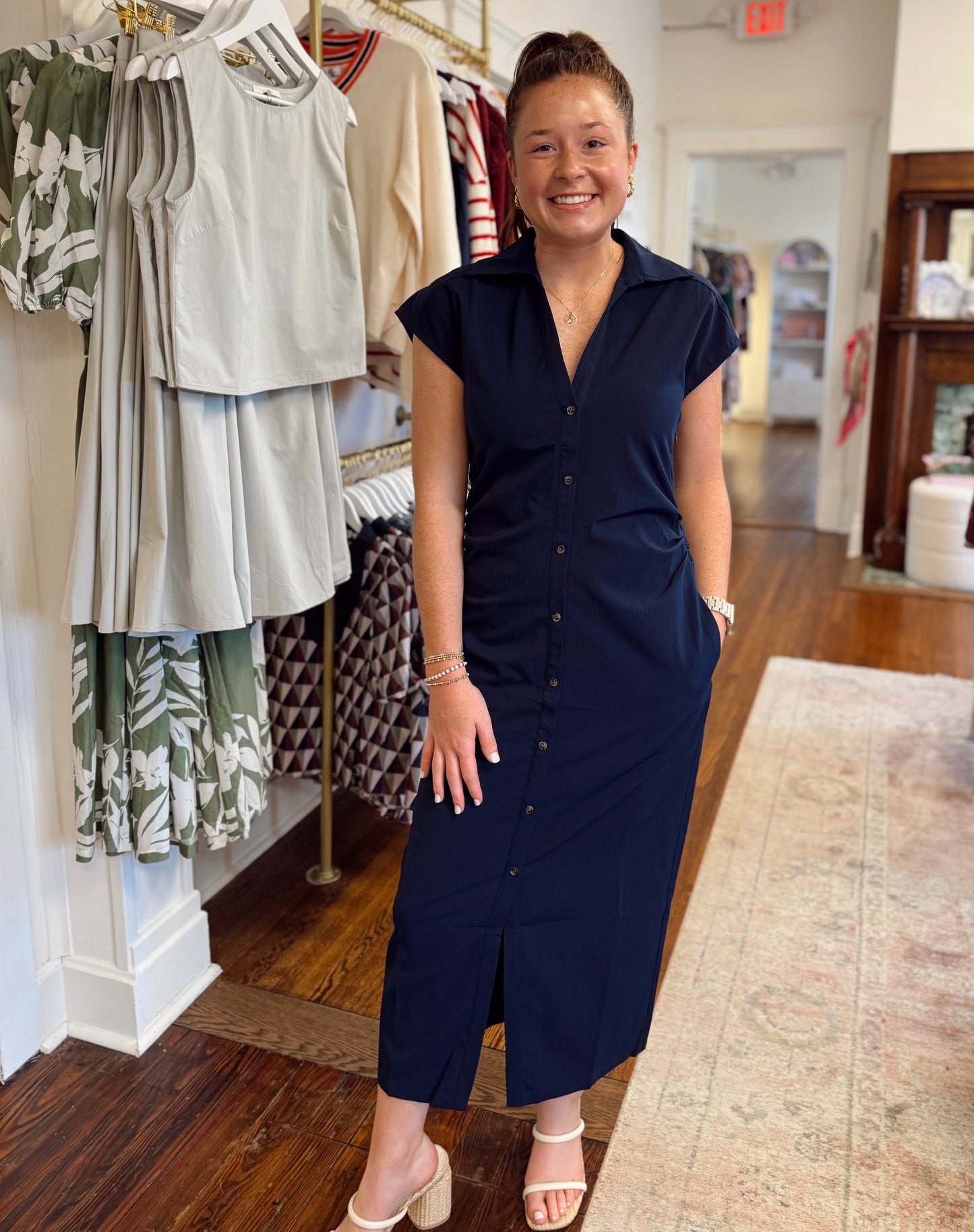 Shayna Navy Cap Sleeve Dress