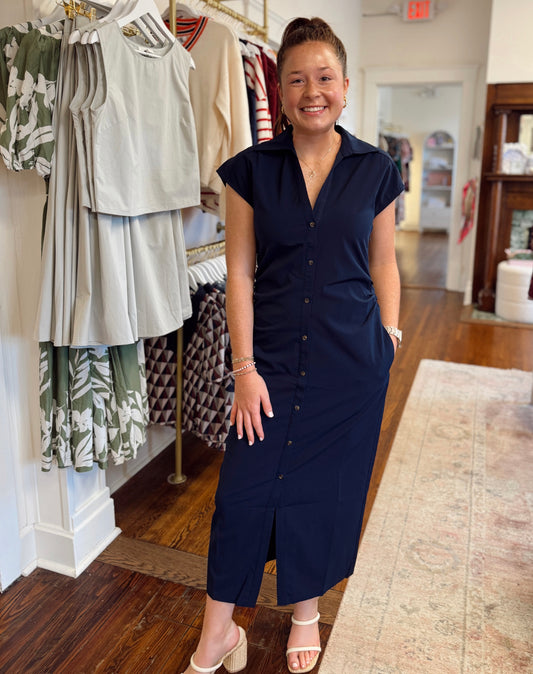 Shayna Navy Cap Sleeve Dress
