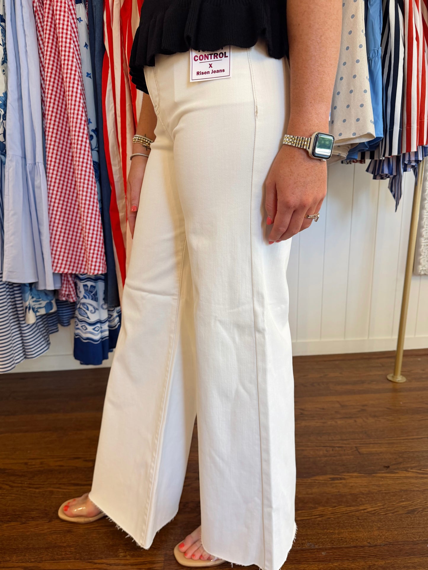 The Hailey Cream Tummy Control Jeans