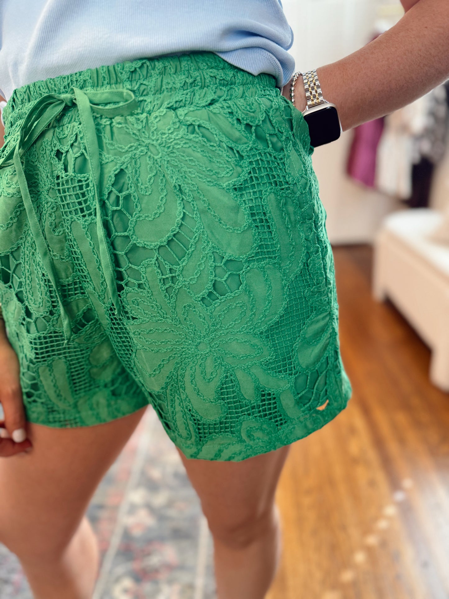 Friona Eyelet Drawstring Shorts