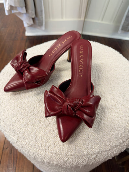 The Jane Burgundy Wine Bow Heel