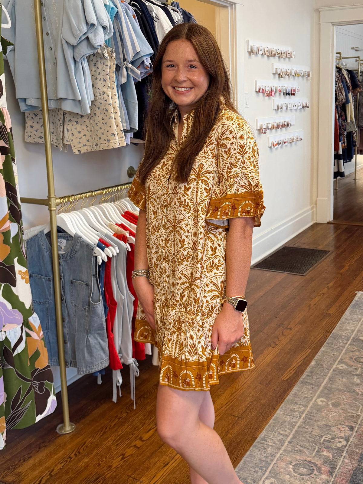 Calina Cream & Brown Dress