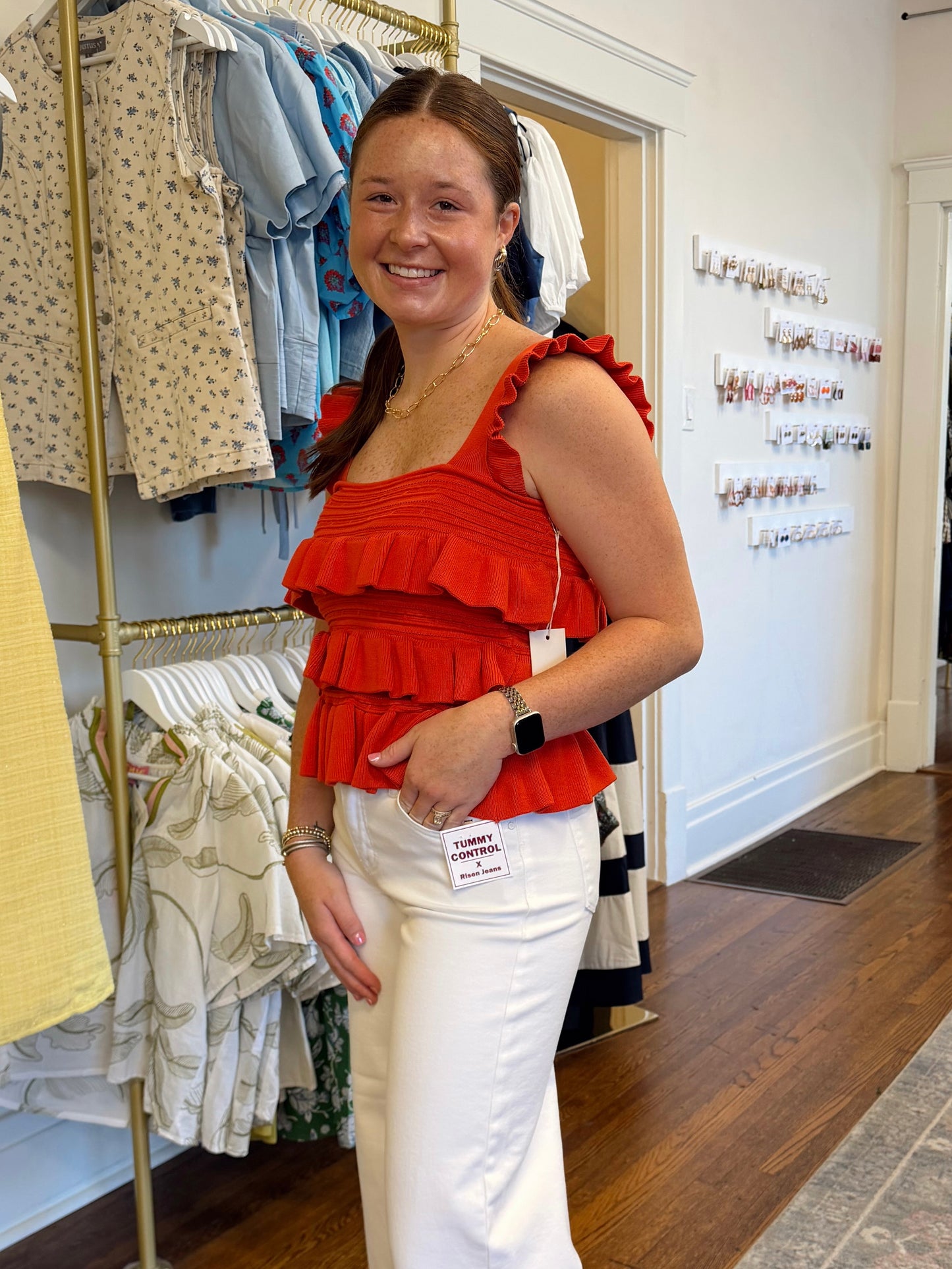 Shelby Red Ruffle Top