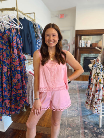 Strawberry Milk Scallop Shorts