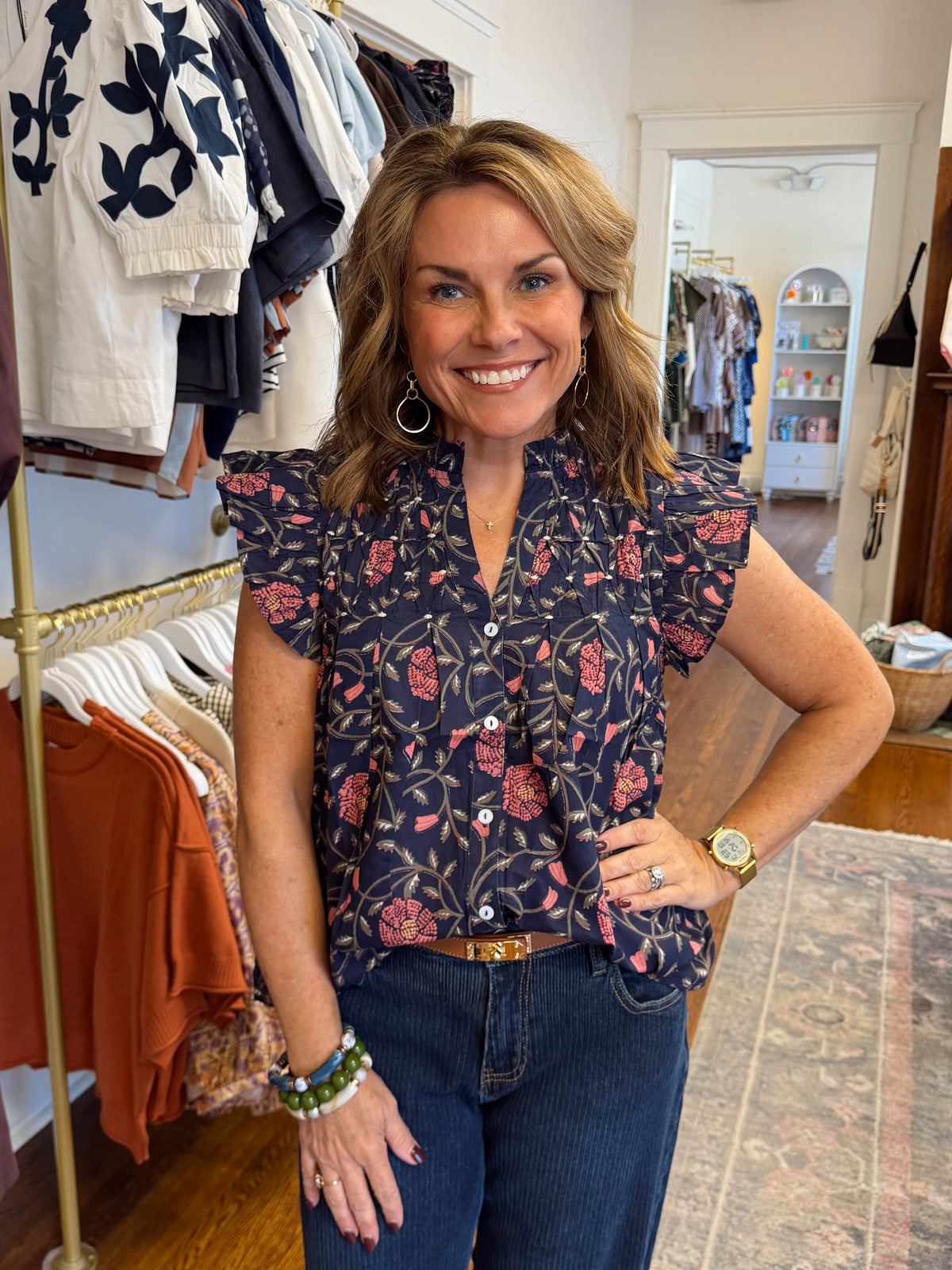 Lucy Floral Flutter Sleeve Top