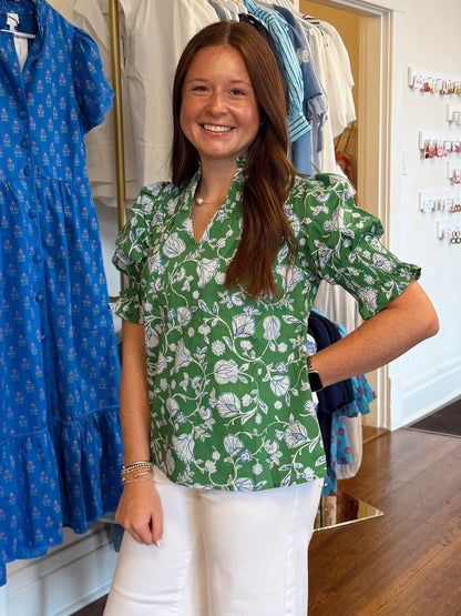 Kenna Green & White Top