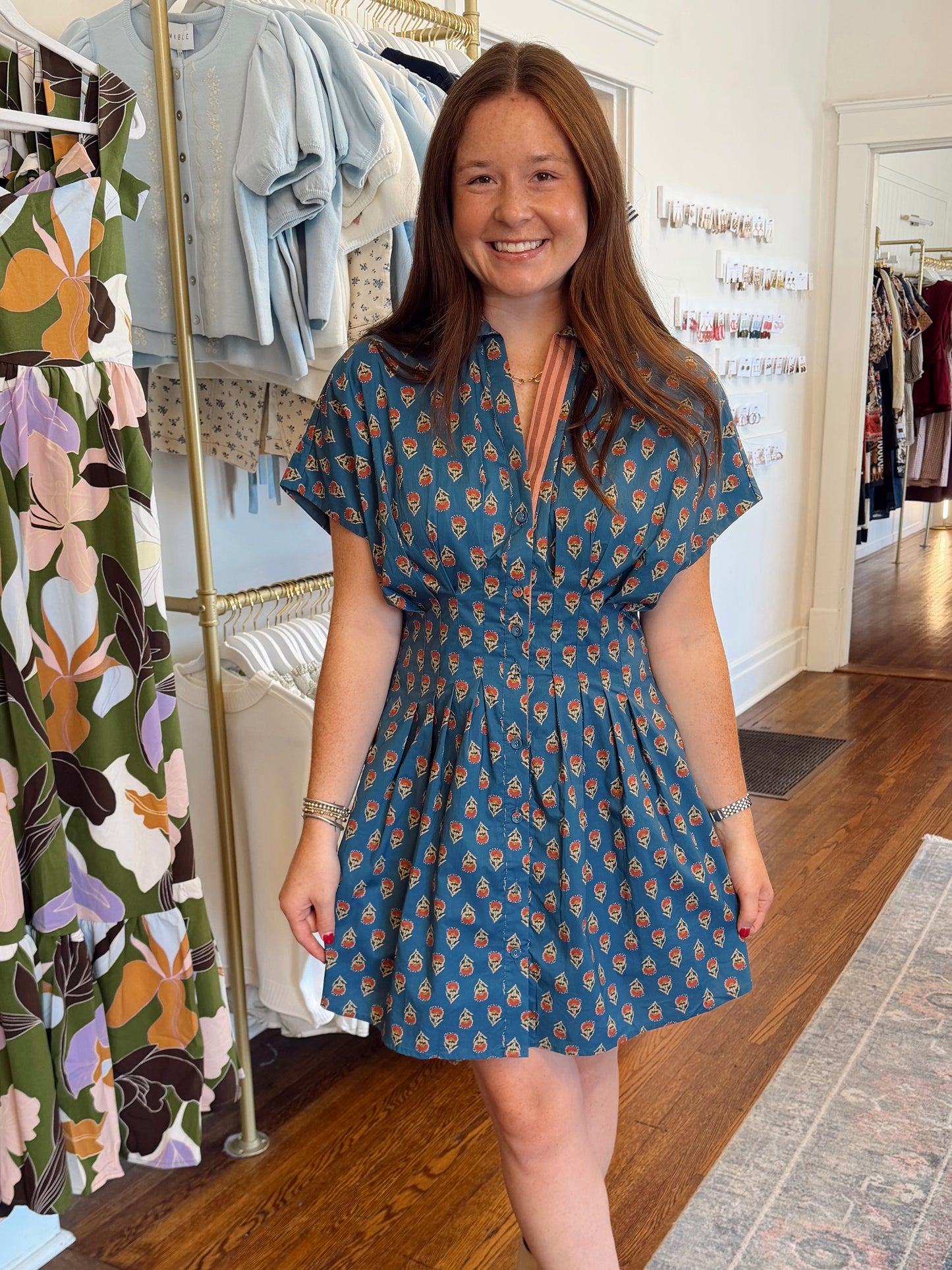 Leighann Pintuck Floral Dress