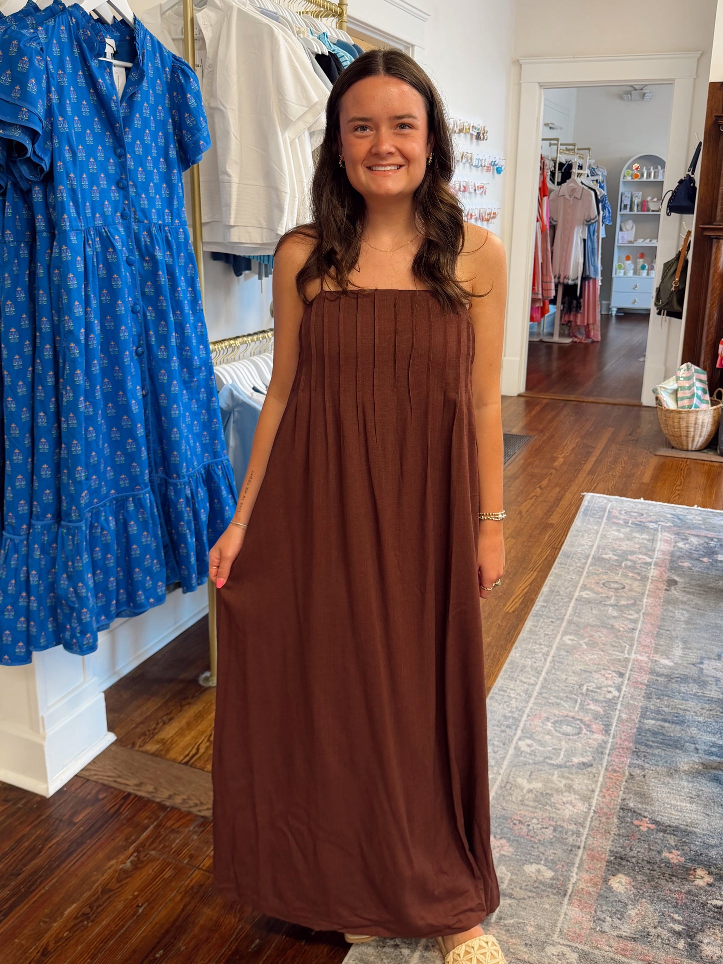 Haley Brown Pintuck Dress