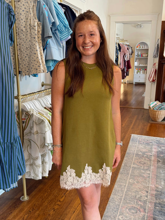 Touch of Lace Olive Dress