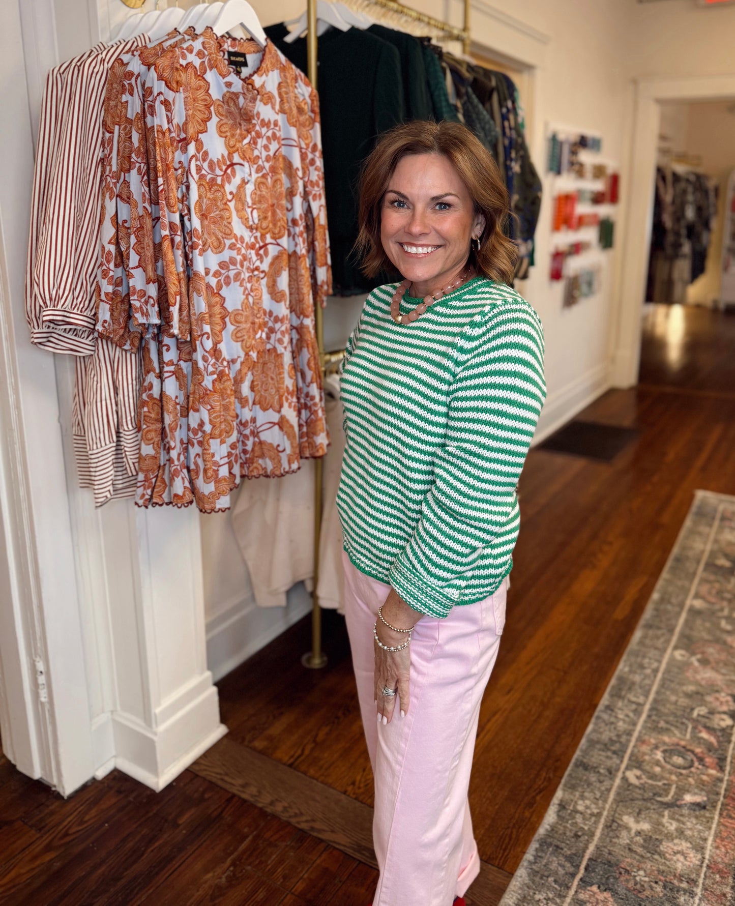 Kellie Green Striped Sweater