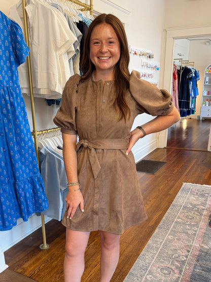 Smoky Taupe Suede Dress