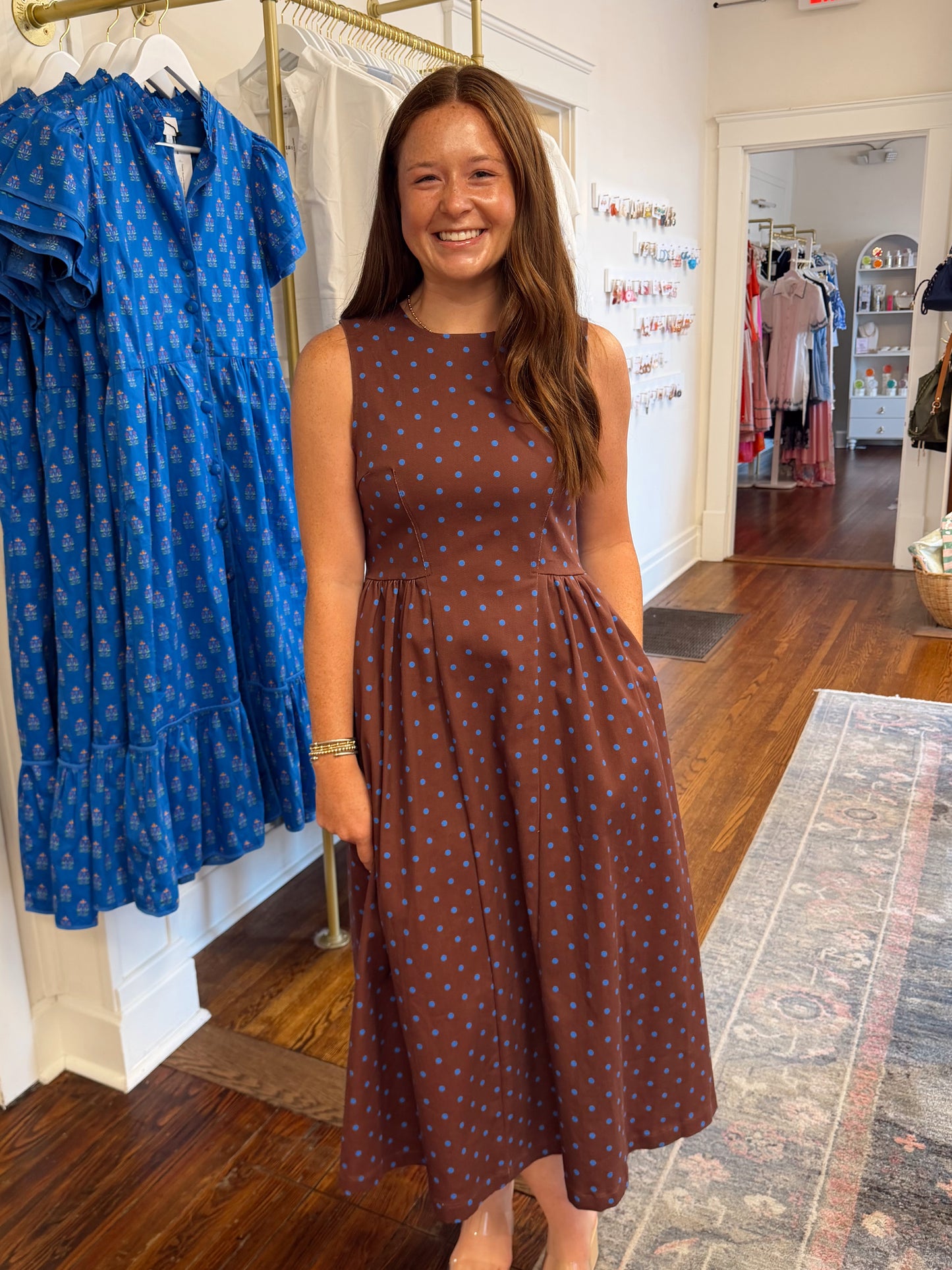 Torrie Polka Dot Denim Dress