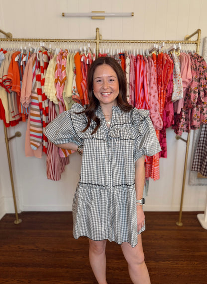 Cara Gingham Ruffle Trim Dress
