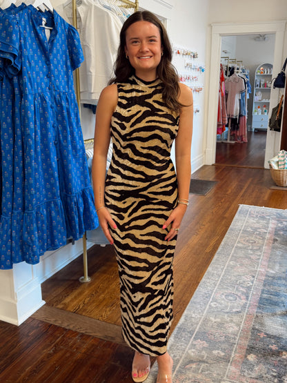 Zebra Sleeveless Maxi Dress