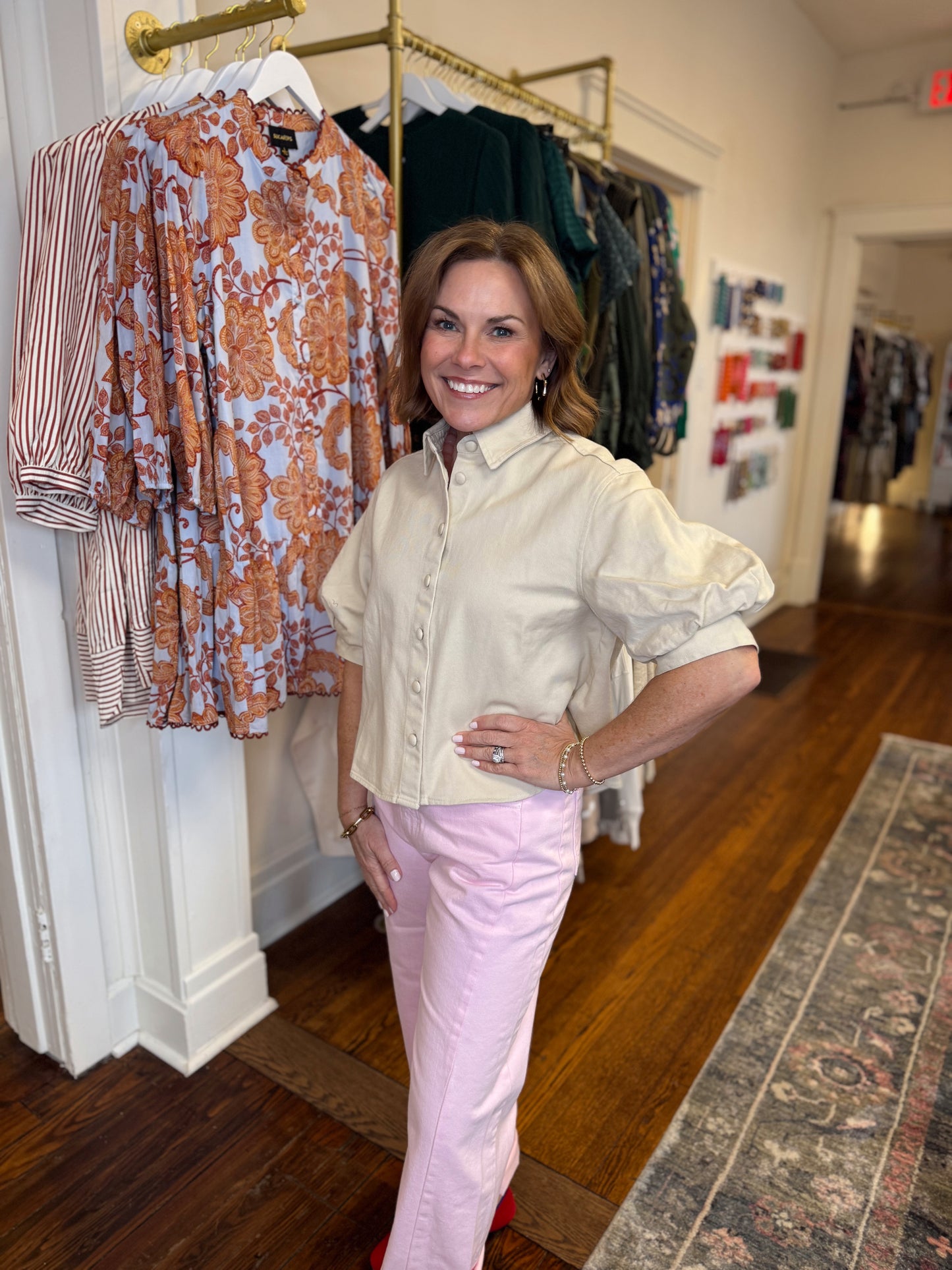 Kaia Natural Puff Sleeve Top