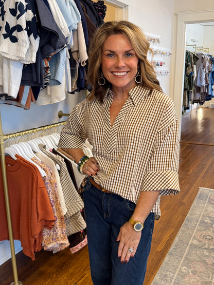 Raleigh Brown Checkered Top