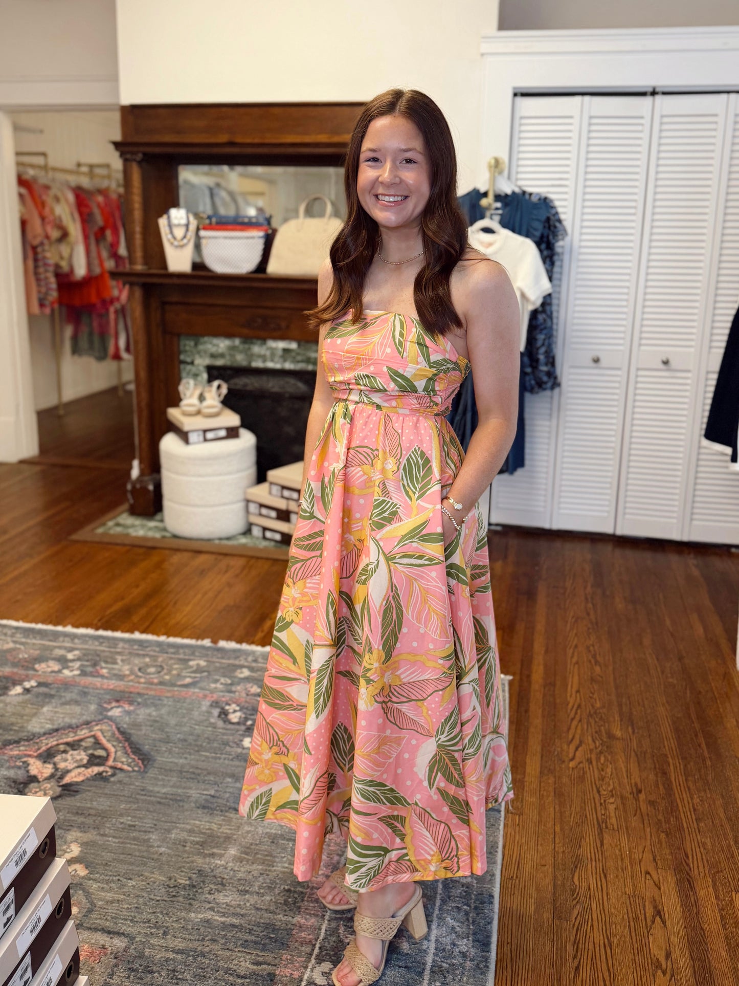 Joselyn Strapless Floral Dress