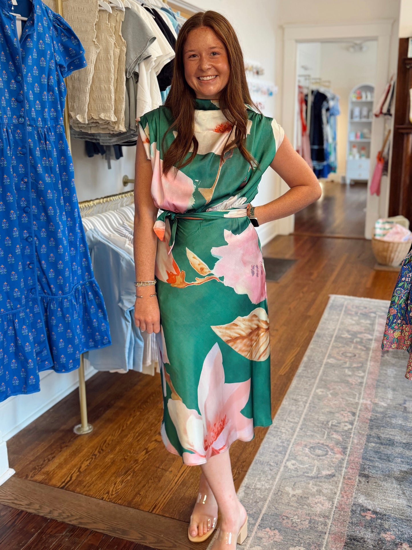 Shayna Satin Floral Dress