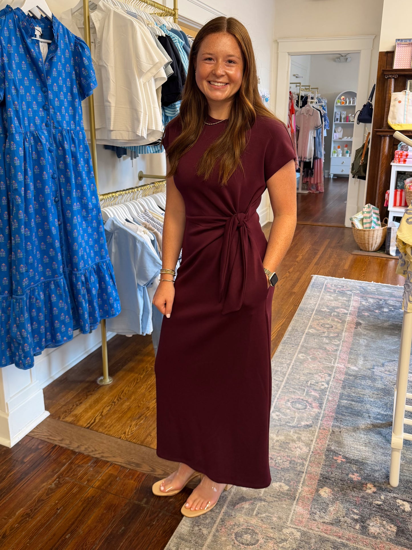 Statement Crossover Dress - Wine