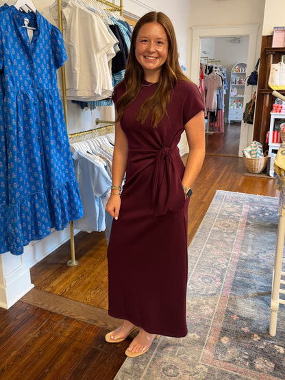Statement Crossover Dress - Wine