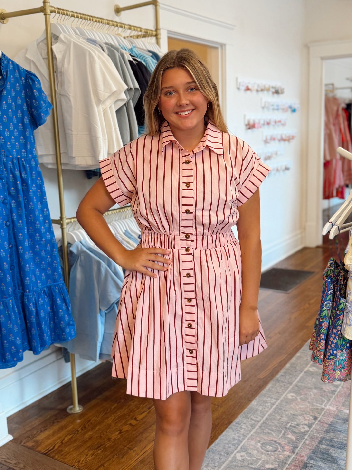 Tracey Pink Stripe Dress