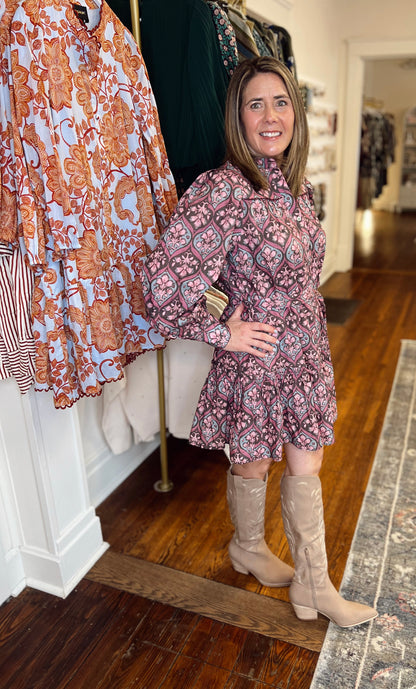 Plum Floral Multicolor Dress