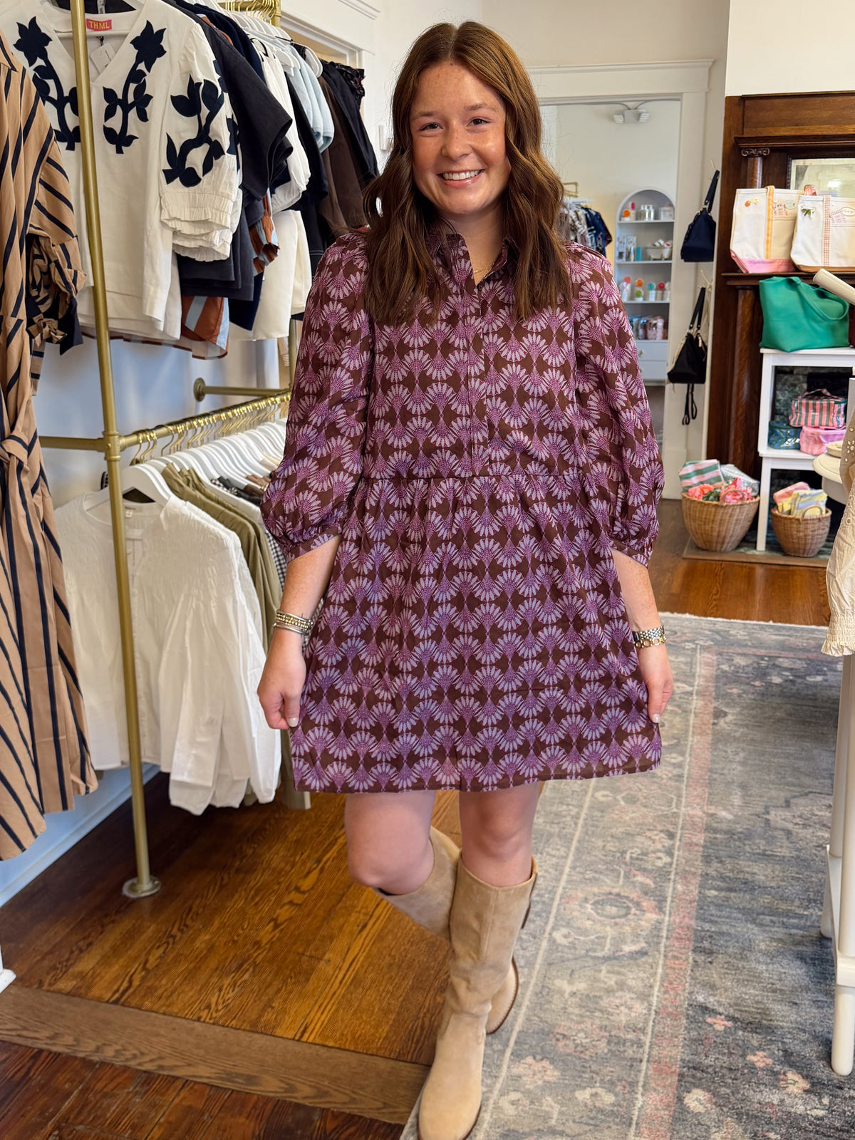 Kalie Long Sleeve Mosaic Dress