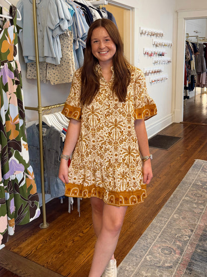 Calina Cream & Brown Dress