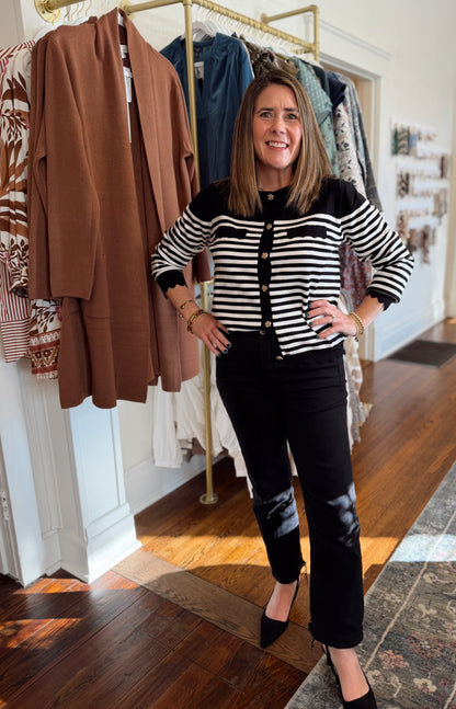 Ivory & Black Scallop Cardigan