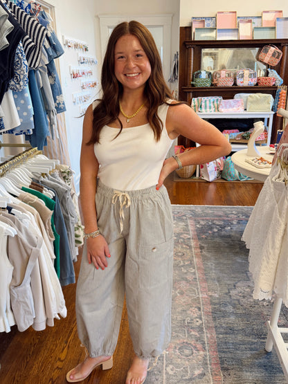 Michele Tie Hem Stripe Pants