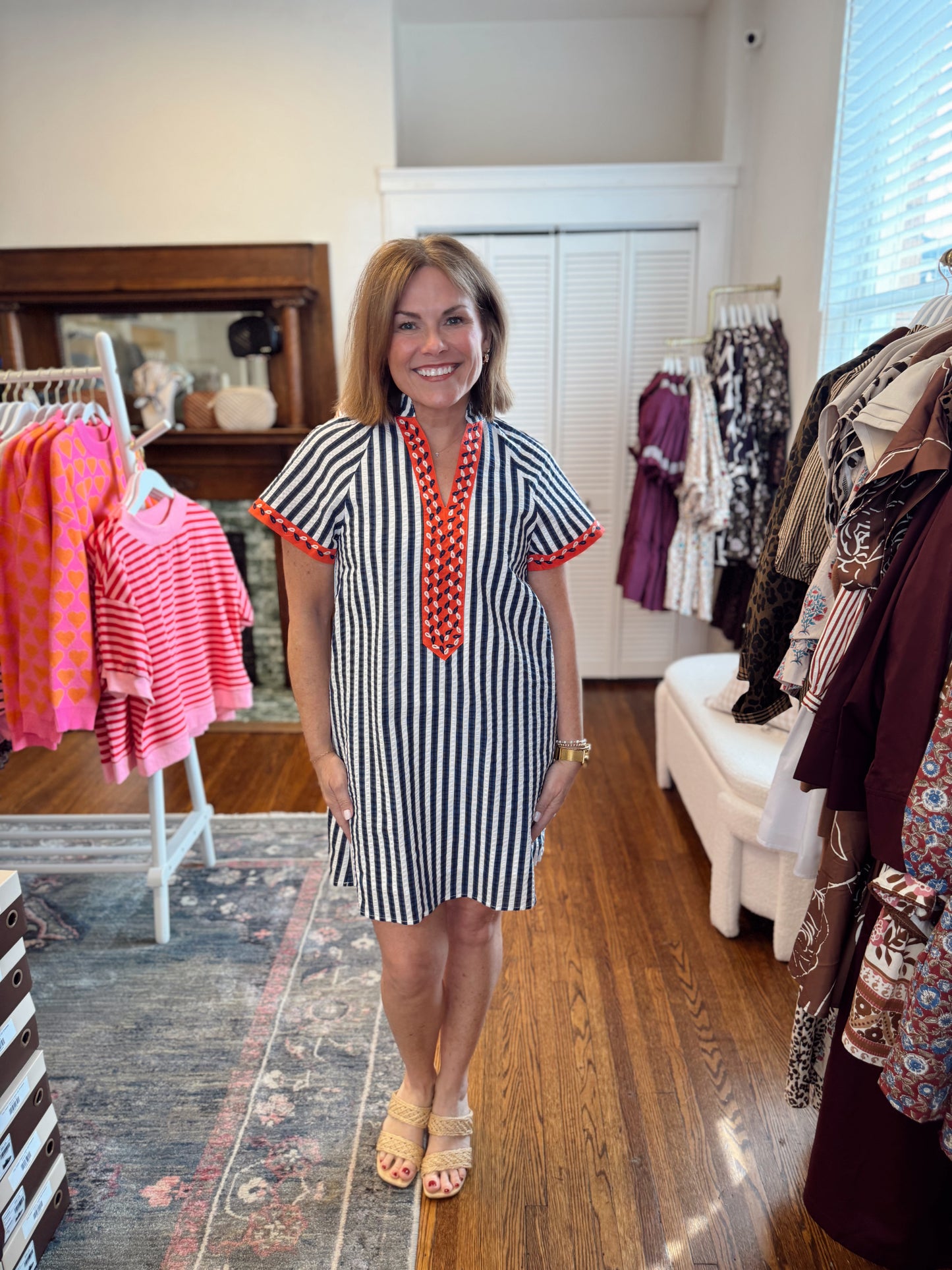 Sandie Stripe Navy Dress