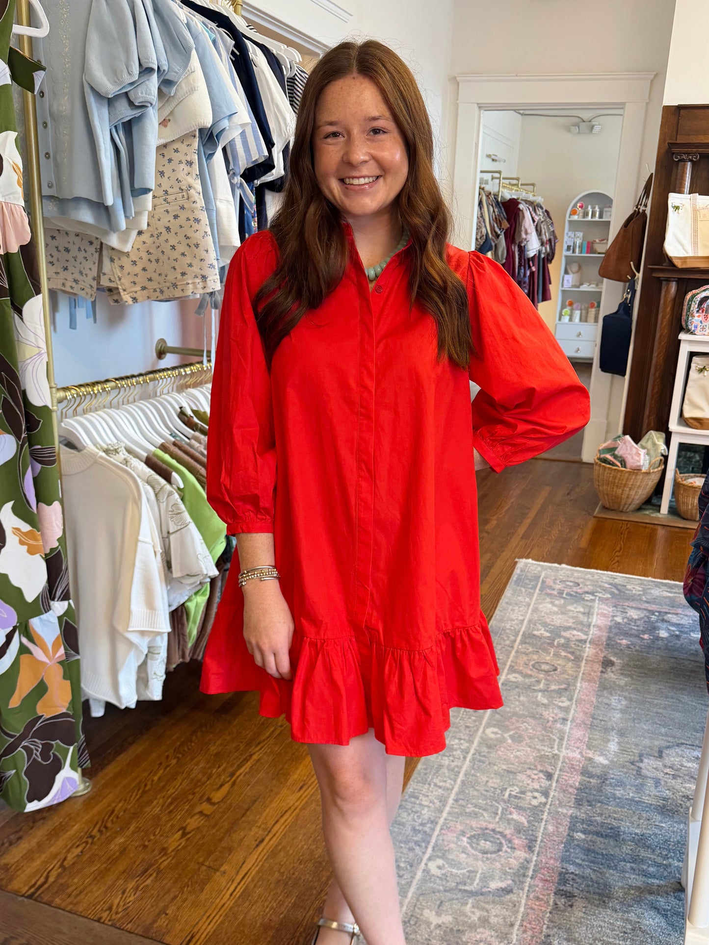 Maude Long Sleeve Button Down Dress
