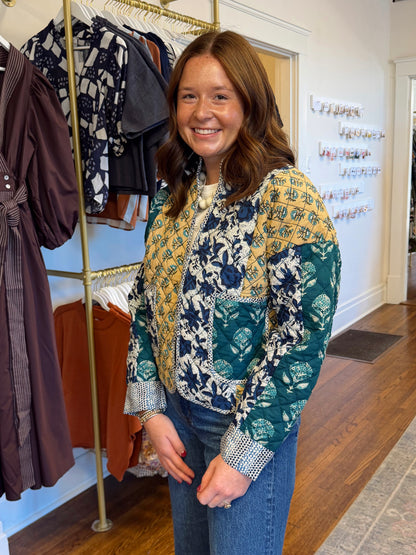 Blue Patchwork Quilted Jacket
