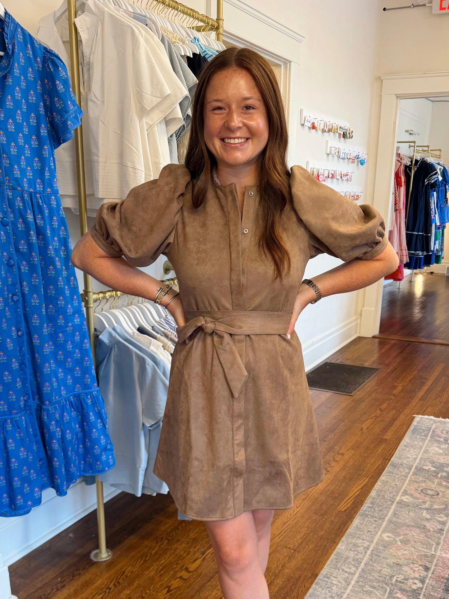 Smoky Taupe Suede Dress