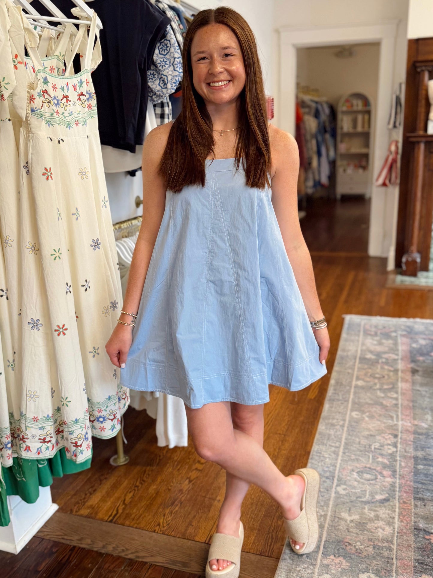 Chambray Contrast Stitch Dress