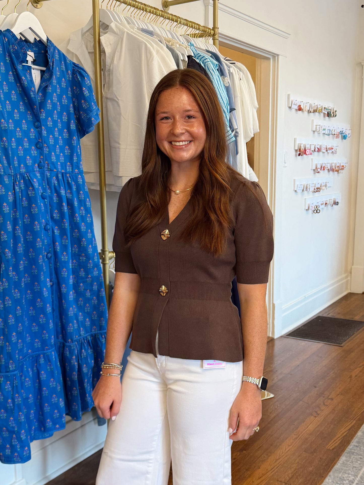Patton Short Sleeve Cardigan - Chocolate